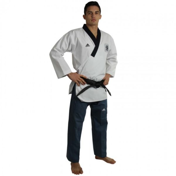 Adidas Poomsae Taekwondo Suit Homme Blanc/Bleu Foncé-1