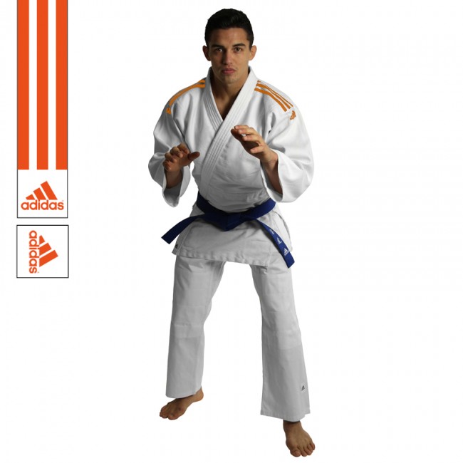 Judogi Adidas J350 Club Blanc/Orange-1