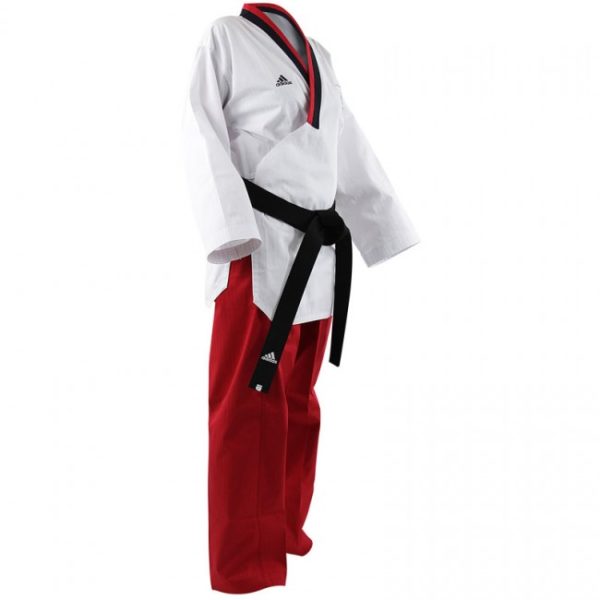 Combinaison Adidas Poomsae Taekwondo Fille Blanche/Rouge-1