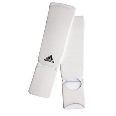 Protège-tibias/cou-de-pieds élastiques Adidas blanc-1