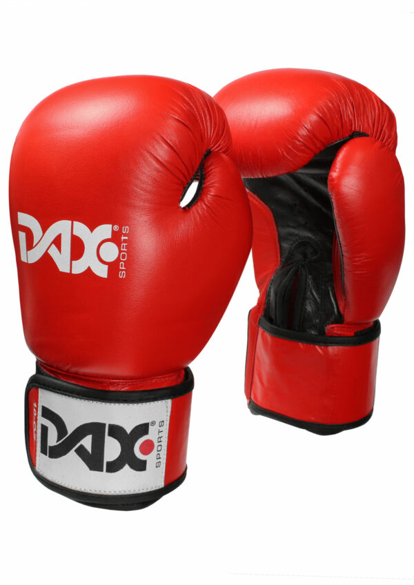 DAX TT BOXING GLOVES IN RED & BLACK LEATHER-1