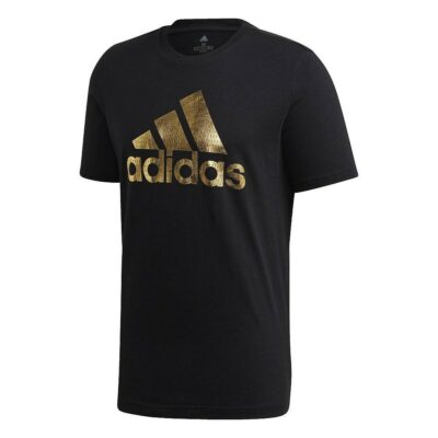 T-shirt Adidas noir avec imprimé doré-1