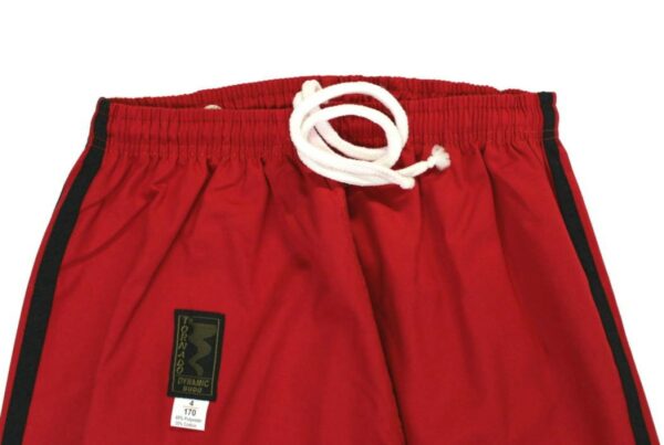 Pantalon universel d'arts martiaux en rouge avec bandes noires-1