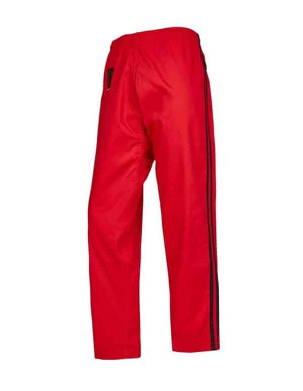 Pantalon universel d'arts martiaux en rouge avec bandes noires-3