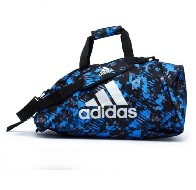 Combat Sports adidas 2 in 1 Polyester Sports Bag Blue Camo/Silver-1