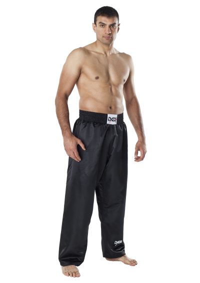 DAX FIGHTER NEGRO SATINADO KICKBOXING PANTALONES-1