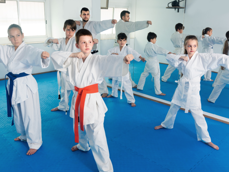 Pratique du karaté en groupe